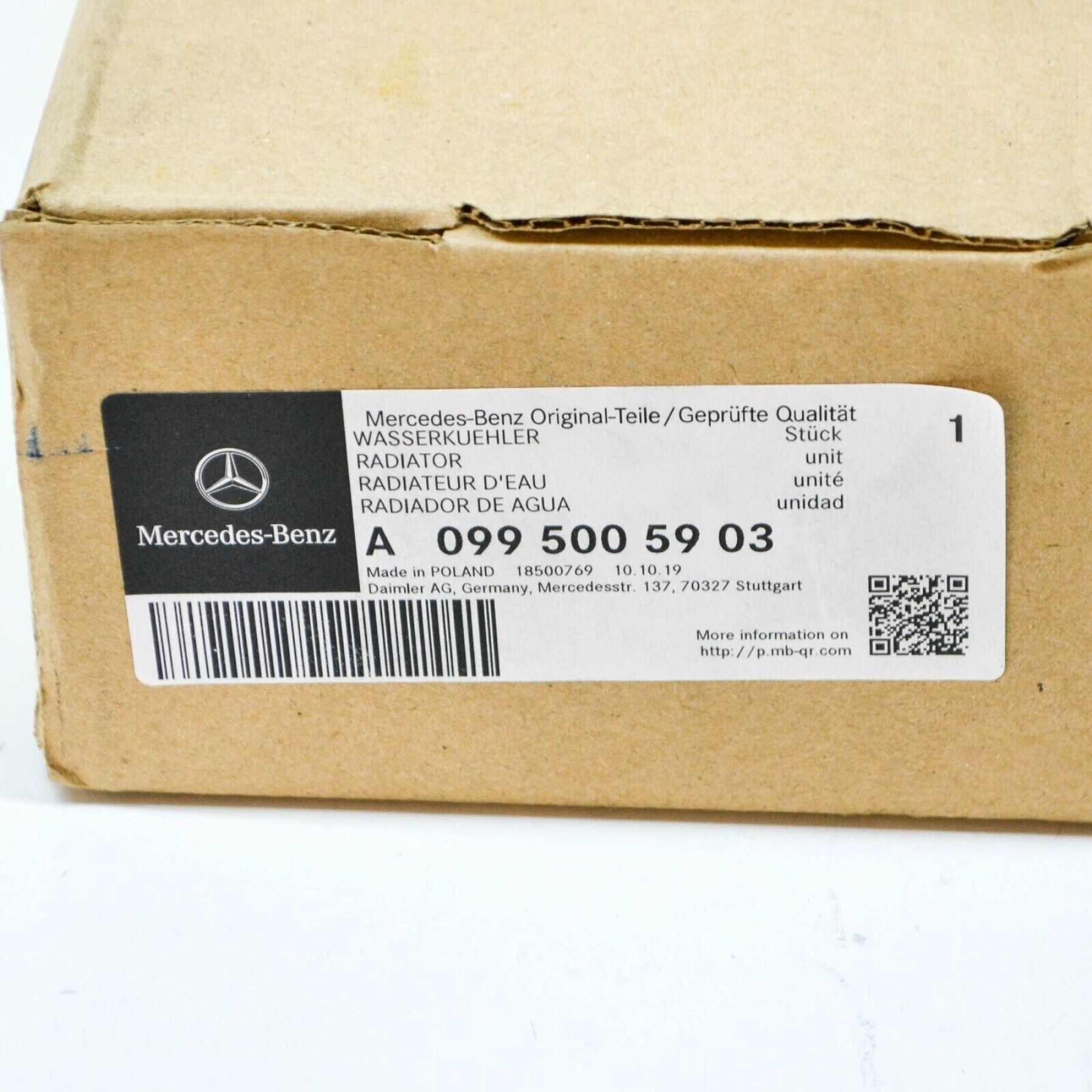 Mercedes-Benz AMG GT C190 engine water cooler A0995005903 NEW